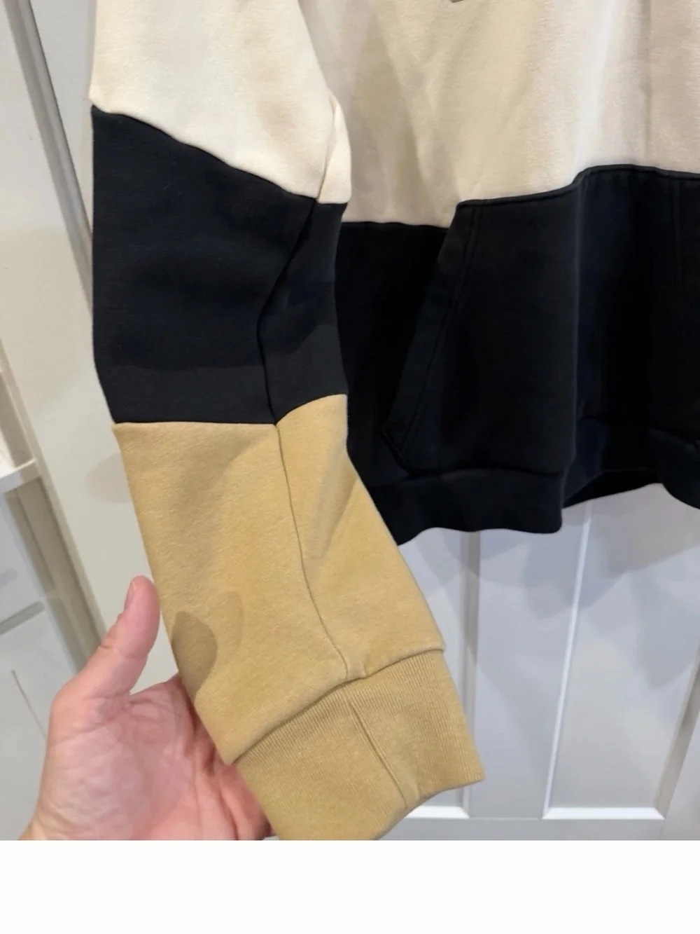 adidas Men’s Colorblock Hoodie - Cream, Black & Tan